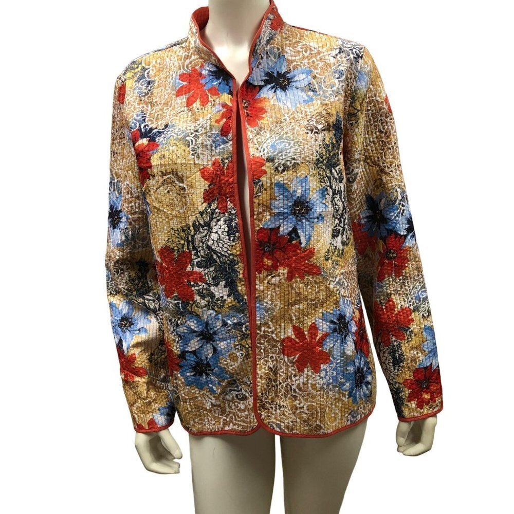 ALFRED DUNNER WOMEN FLORAL PRINT LIGHTWEIGHT QUILTED JACKET SIZE 14